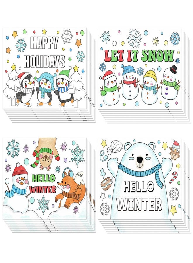 ANGOLIO Winter Scene Coloring Pages - 32P Hello Winter Scene Activity Coloring Posters for Kids, Happy Holidays Bulk Snowman Polar Bear DIY Crafts Classroom Home Holiday Party Supplies Christmas Gifts - Image 1
